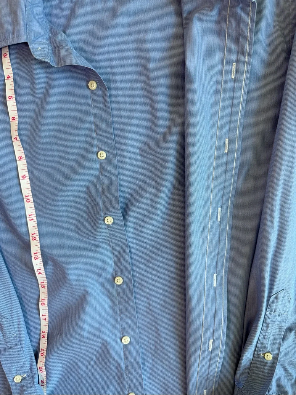 Vintage Polo by Ralph Lauren Men's Andrew 100% Cotton Shirt - Light Blue Stripe